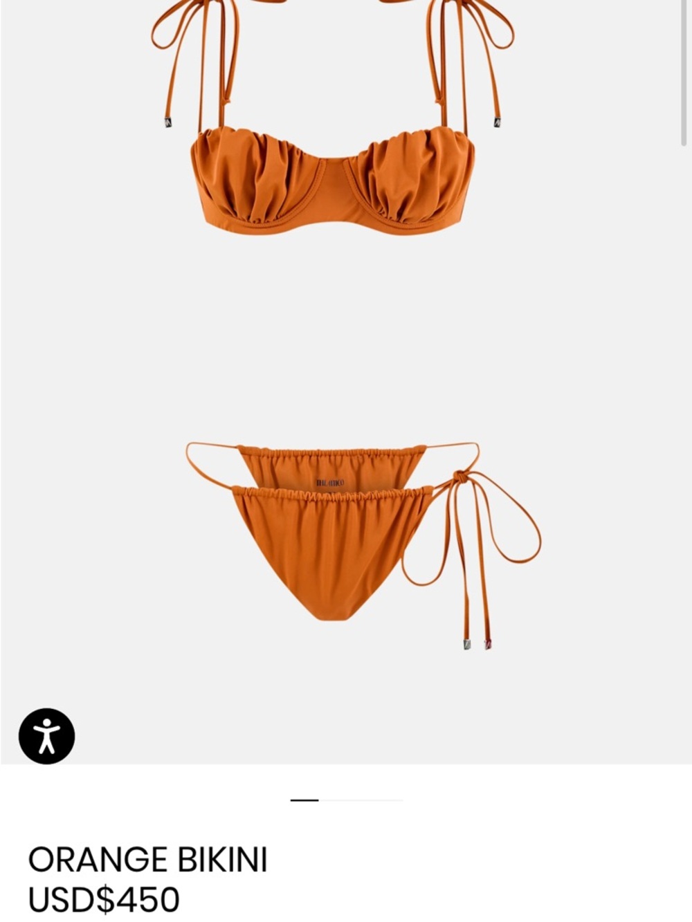 The Attico Orange Ruched Tie-Side Bikini